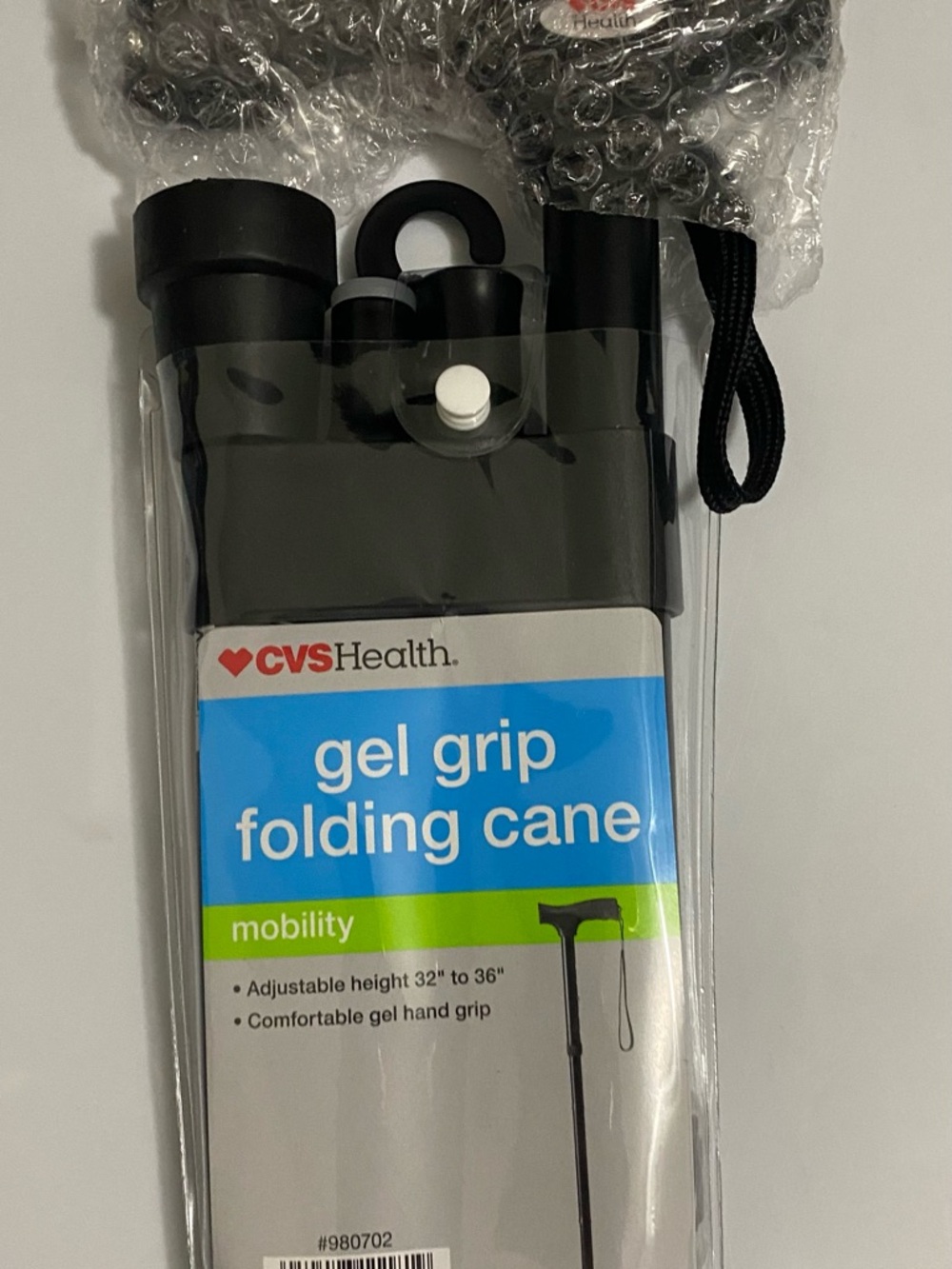 Gel Grip Folding Cane - Black